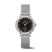 NORQAIN Freedom 60 with Black Mother of Pearl Diamond Dial and Milanese Stainless Steel Bracelet 34mm